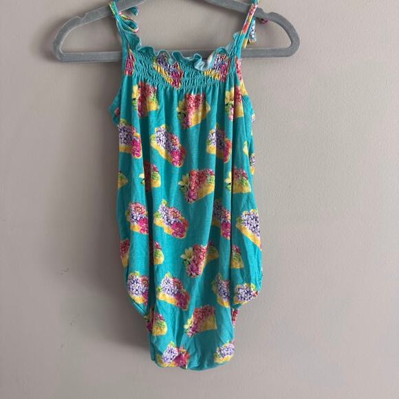Posh Peanut Bamboo Floral Taco Bodysuit Teal Blue 12-18 Months Baby Girl - Picture 5 of 5